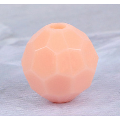 Light Salmon Opaque Acrylic Beads, Faceted (32 Facets), Round, Light Salmon, 8mm, Hole: 2mm