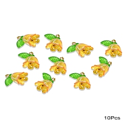 Оранжевый Акриловые кулон, с латунной фурнитурой , оранжевые, 13 мм, отверстие : 2 мм