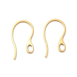 Real 18K Gold Plated Ion Plating(IP) 304 Stainless Steel Earring Hooks, Ear Wire, with Loops, Real 18K Gold Plated, 22x12x1mm, Hole: 3.5x2mm, 20 Gauge, Pin: 0.8x1mm