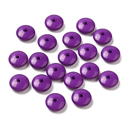 Purple Opaque Acrylic Beads, Disc, Purple, 10x4mm, Hole: 1.6mm, about 2400pcs/500g