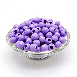 Средний Фиолетовый Непрозрачные акриловые бусины, бусины с большим отверстием, круглые, средне фиолетовый, 10 мм, отверстие : 4.6 мм, о: 1200 шт / 500 г
