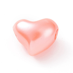 Pink ABS Plastic Imitation Pearl European Beads, Large Hole Beads, Heart, Pink, 19.5x24x11.5mm, Hole: 5.4mm, about 155pcs/500g