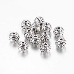 Antique Silver Alloy Beads, Lead Free & Nickel Free & Cadmium Free, Round, Antique Silver, 8mm, Hole: 1mm