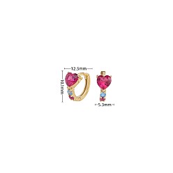 925 silver plated with gold 925 Silver Heart-shaped Ruby Earrings - Fashionable and Elegant Jewelry