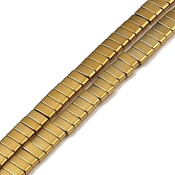 Golden Plated Electroplated Non-magnetic Synthetic Hematite Beads Strands, Rectangle, 2-Hole, Golden Plated, 5x2x2mm, Hole: 0.8mm, about 193pcs/strand, 8.27 inch(21cm)