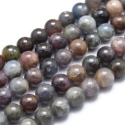 Mixed Stone Natural Red Corundum/Ruby and Sapphire Beads Strands, Round, 6~6.5mm, Hole: 0.6mm, about 71pcs/strand, 15.35 inch(39cm)