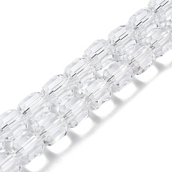 Clair Chapelets de perles en verre, tonneau à facettes, clair, 7x6mm, Trou: 1mm, Environ 78~79 pcs/chapelet, 21.26~21.46 pouce (54~54.5 cm)