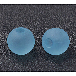Sky Blue Transparent Acrylic Beads, Round, Frosted, Sky Blue, 4mm, Hole: 1mm, about 14000pcs/500g