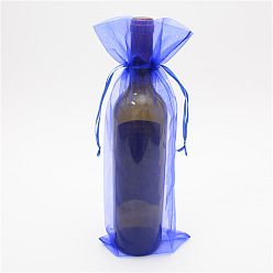 Medium Blue Rectangle Organza Drawstring Gift Bags, Wine Storage Bags, Medium Blue, 38x15cm