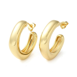 Real 18K Gold Plated Brass Hoop Earrings, Long-Lasting Plated, Square, Real 18K Gold Plated, 21.5x23.3x6.4mm, Pin: 0.7mm