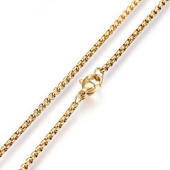 Golden 304 Stainless Steel Rolo Chain Necklaces, with Lobster Claw Clasps, Golden, 23.6 inch(60cm)