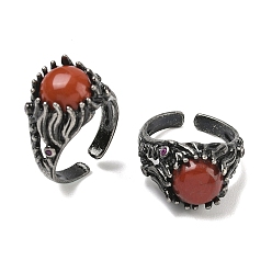 Красный Камень Кольца-манжеты из натуральной красной яшмы, круглые, медные кольца, 13 мм