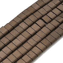 Coffee Electroplated Non-magnetic Synthetic Hematite Beads Strands, Rectangle, Matte Style, 2-Hole, Coffee, 6x4x3mm, Hole: 1.2mm, about 99pcs/strand, 15.55 inch(39.5cm)