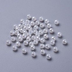 White Imitated Pearl Acrylic Beads, Round, White, 4mm, Hole: 1mm, about 17000pcs/500g