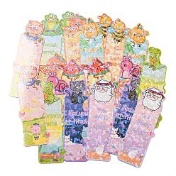 Mixed Color 20 Sheets Laser Cute Paper Bookmark, Homophonic Bookmarks for Booklover, Rectangle with Animal Pattern, Mixed Color, 125x43x0.4mm