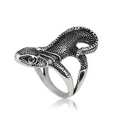 Other Animal Antique Silver Alloy Open Cuff Rings, Lizard, Wide: 20~45mm