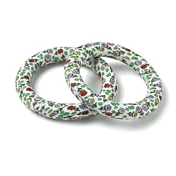 Farbig Silikonperlen mit Blumenmuster, Ring mit Rosenblütenmuster, Farbig, 65x10 mm, Innendurchmesser: 46 mm