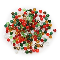 Mixed Color Transparent & Opaque Glass Beads, Faceted, Round, Mixed Color, 4mm, 200pcs/bag