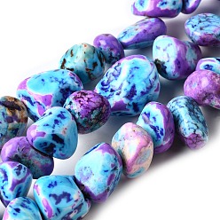 Фиолетовый Крашеные нити из натурального магнезита, самородки, упавший камень, фиолетовые, 4.5~21.5x11.5~20.5x7.5~14 мм, отверстие : 1.2 мм, около 37~43 шт / нитка, 15.71~16.30 дюйм (39.9~41.4 см)