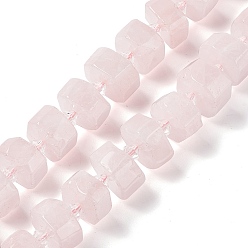 Quartz Rose Naturel a augmenté perles de quartz brins, facette, plat rond, 14~15x14~15x7~7.5mm, Trou: 2mm, Environ 29~30 pcs/chapelet, 14.02~14.37 pouce (35.6~36.5 cm)