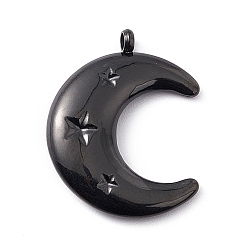Черный 304 подвески из нержавеющей стали, двойной рог / полумесяц со звездой, чёрные, 22.5x17.5x4 мм, отверстие : 1.5~2 мм