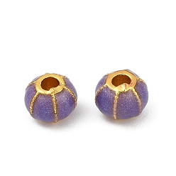 Фиолетовый Латунь эмаль бисера, круглые, матовый золотой цвет, фиолетовые, 6x5 мм, отверстие : 1.8 мм