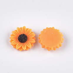 Dark Orange Resin Cabochons, Sunflower, Dark Orange, 15x5mm
