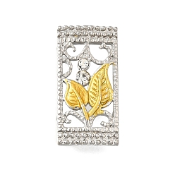 Желтый Латунный хрустальный стразы прямоугольник с листиком многорядные звенья, Эмаль стиле, без кадмия и без свинца, стойки покрытие, платина, желтые, 13x24x5 мм, отверстие : 2 мм