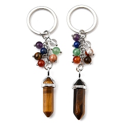 Тигровый глаз Бусины из натурального тигрового глаза с кольцами из сплава и железа брелки, 191~195 мм