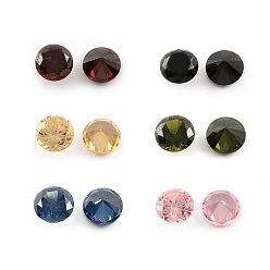 Mixed Color Diamond Shaped Cubic Zirconia Pointed Back Cabochons, Faceted, Mixed Color, 8x4.6mm