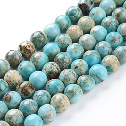 Turquoise Natural Imperial Jasper Beads Strands, Dyed, Round, Turquoise, 8mm, Hole: 2mm, about 50pcs/strand, 15.16 inch(38.5cm)