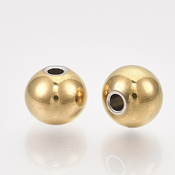 Golden Vacuum Plating 304 Stainless Steel Beads, Round, Golden, 4x3mm, Hole: 1.5mm