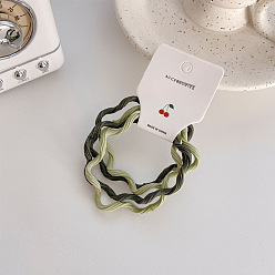 green 4 bars one card Candy-colored hair tie for girls with Morandi color and wavy hair.