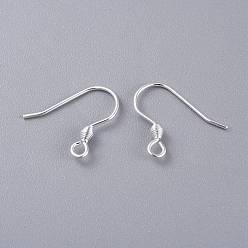 Silver 304 Stainless Steel Earring Hooks, Ear Wire, Silver, 17x18.5x2.5mm, Hole: 1.8mm, 20 Gauge, Pin: 0.8mm