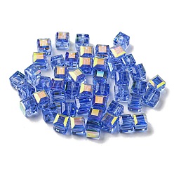Royal Blue Electroplate Glass Beads, Faceted, Cube, Royal Blue, 5.5x5.5x5.5mm, Hole: 1.6mm , 100pcs/bag