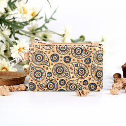 Others Cork Zipper Wallets with Snap Clasp, Makeup Bags, Fashion Multi-Function Clutch Bags, Paisley, 11x7.5x0.5cm