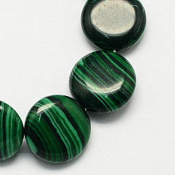 Green Synthetic Malachite Bead Strands, Flat Round, Green, 16x5mm, Hole: 1mm, about 25pcs/strand, 16.5 inch