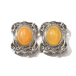 Нефрит Многорядные звенья из натурального желтого нефрита, прямоугольные, с латунными микро проложить кубических выводы циркония, стойки покрытие, без свинца и без кадмия, 21.5x17.5x10.5 мм, отверстие : 2 мм