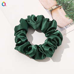 Simulated silk 8cm small loop - peacock green Elegant and Versatile Solid Color Hair Scrunchies for Women, Simulated Silk Ponytail Holder Accessories