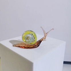 Yellow Handmade Lampwork 3D Snail Figurines, for Home Desktop Decoration, Yellow, 50x25mm