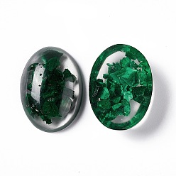 Malachite Natural Malachite Cabochons, with Epoxy Resin, Dyed, Half Oval, 29~30x21.5~22.5x7~8.5mm