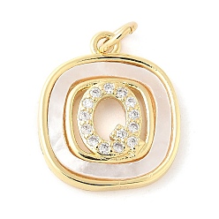 Letter Q Покрытие стойки латунь микропаве прозрачные подвески из кубического циркония, с оболочкой, без кадмия и без свинца, долговечный, реальный 18 k позолоченный, с целью перехода в кольце, Буква Q, 17.5x15x2.5 мм, отверстие : 3 мм