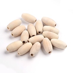 Moccasin Unfinished Wood Beads, Natural Wooden Beads, Lead Free, Oval/Oblong, Moccasin, 20x10mm, Hole: 3mm, about 600pcs/500g