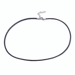 Stainless Steel Color Polyester Cord Necklace Making, with 304 Stainless Steel Lobster Claw Clasps and Extender Chains, Stainless Steel Color, 18.5 inch(47cm), 3mm