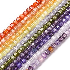 (52) Непрозрачная лаванда Бусины из кубического циркония, граненые квадратные, разноцветные, 3x3x3 мм, отверстие : 0.6 мм, около 115 шт / нитка, 14.17'' (36 см)