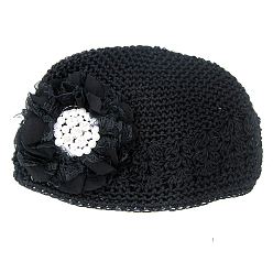 Black Handmade Crochet Baby Beanie Costume Photography Props, Flower, Black, 180mm