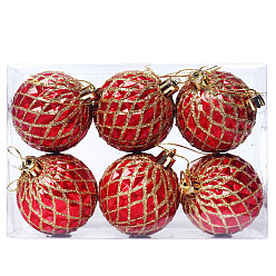Red Plastic Christmas Ball Pendant Decorations, Christmas Tree Hanging Decorations, Round, Red, 60mm, 6pcs/box