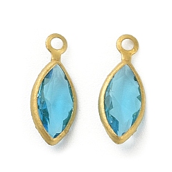 Темно-бирюзовый Латунь прелести, лошадиный глаз , с k 9 стеклом, граненые, темные бирюзовый, 11.5x4.5x2.3 мм, отверстие : 1.2 мм