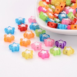 Mixed Color Transparent Acrylic Beads, Bead in Bead, Star, Mixed Color, 9x10x4mm, Hole: 2mm, about 2520pcs/500g