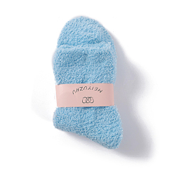 Sky Blue Polyester Faux Fur Knitting Socks, Winter Warm Thermal Socks, Sky Blue, 250x70mm
